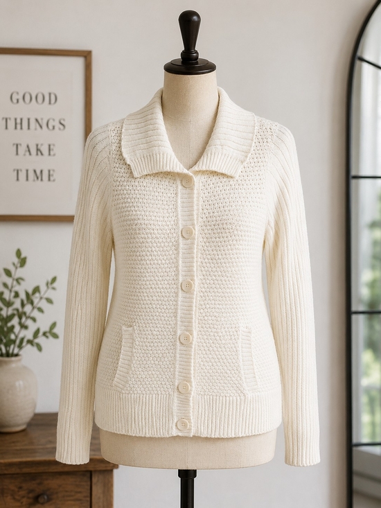 croft & barrow Sweaters - Croft & Barrow Cream Chunky Knit Cardigan Sweater XL 🤍